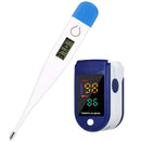 Oxímetro Digital Medidor Pulsação e Saturação de Oxigênio no Sangue Pulso Pilha Portátil + Termômetro + E-book (Grátis)