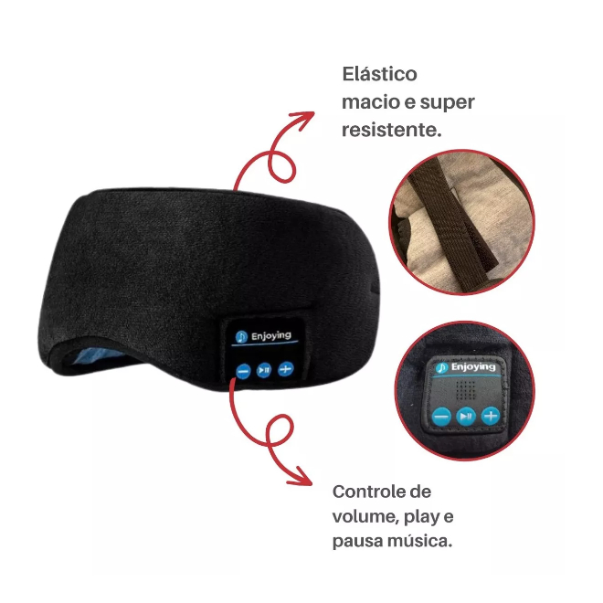 Máscara Para Dormir Musical com Fone Bluetooth | Conforto e Relaxamento com Tecnologia